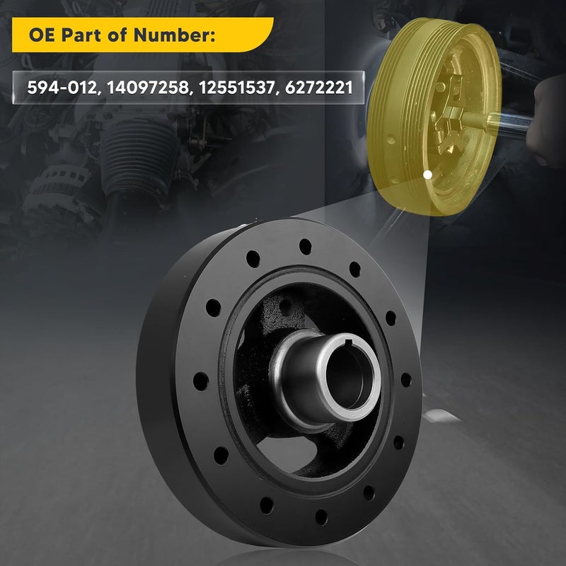 Fexhull 12551537 Engine Harmonic Balancer Fit for Chevrolet GMC Oldsmobile Pontiac Some models 1969-1998, Replace OE 594-012, 14097258, 12551537, 6272221 - Image 5